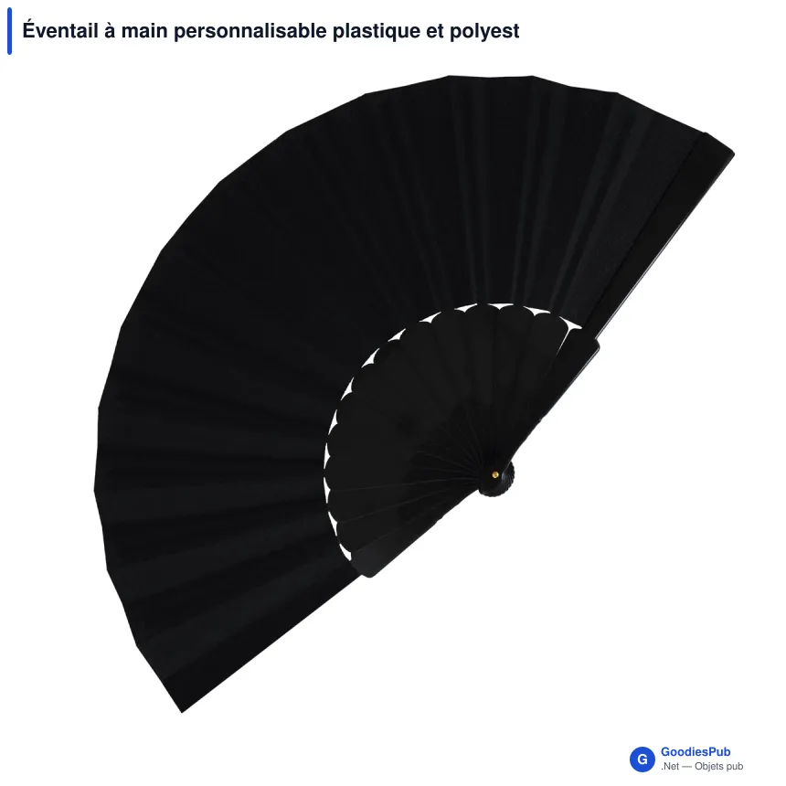 Éventail à main personnalisable plastique et polyester avec logo - Impression digitale - Image 7