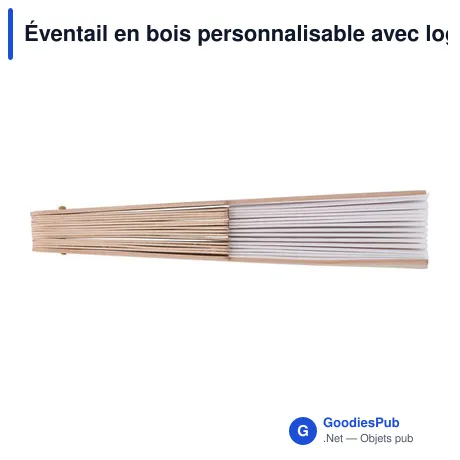Éventail en bois personnalisable avec logo dans une boîte cadeau kraft Rosanne