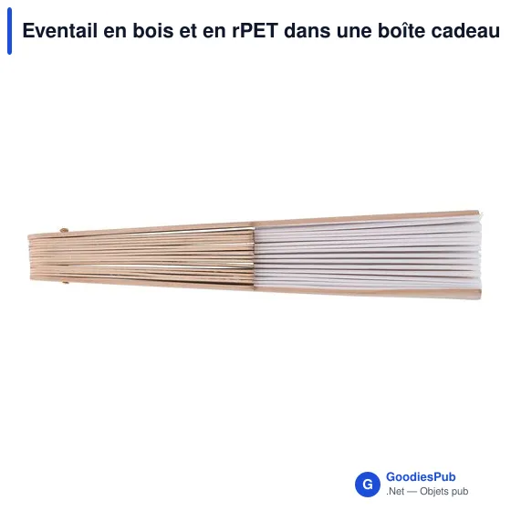 Éventail en bois personnalisable avec logo dans une boîte cadeau kraft Rosanne - Image 1