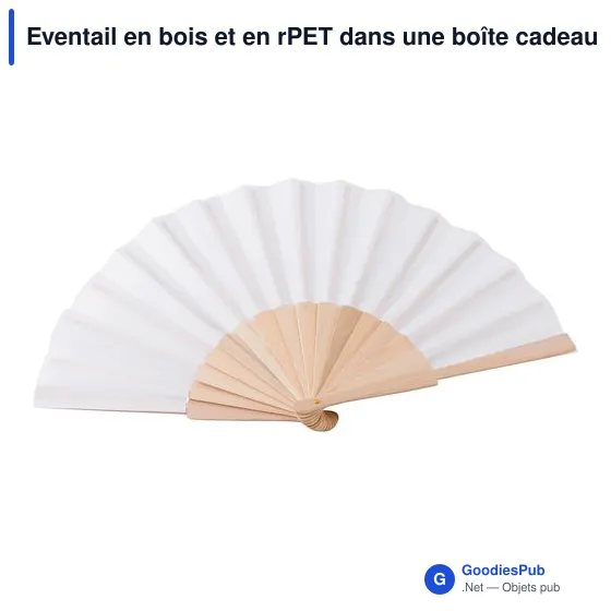 Éventail en bois personnalisable avec logo dans une boîte cadeau kraft Rosanne - Image 2