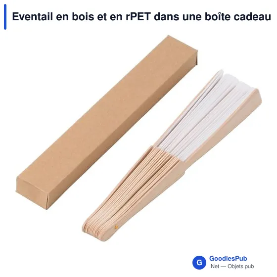 Éventail en bois personnalisable avec logo dans une boîte cadeau kraft Rosanne - Image 3