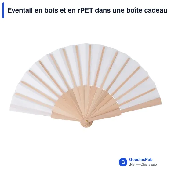 Éventail en bois personnalisable avec logo dans une boîte cadeau kraft Rosanne - Image 4