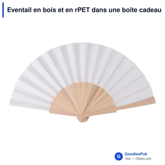 Éventail en bois personnalisable avec logo dans une boîte cadeau kraft Rosanne - Image 6