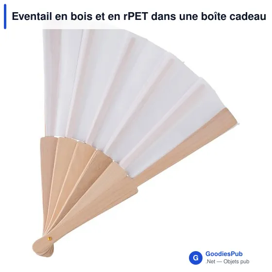 Éventail en bois personnalisable avec logo dans une boîte cadeau kraft Rosanne - Image 7