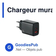 Chargeur mural personnalisable GaN 65W avec logo - Miniature 1