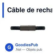 Câble de recharge personnalisable type C avec bracelet en PU - FAULETIavec logo - Miniature 3