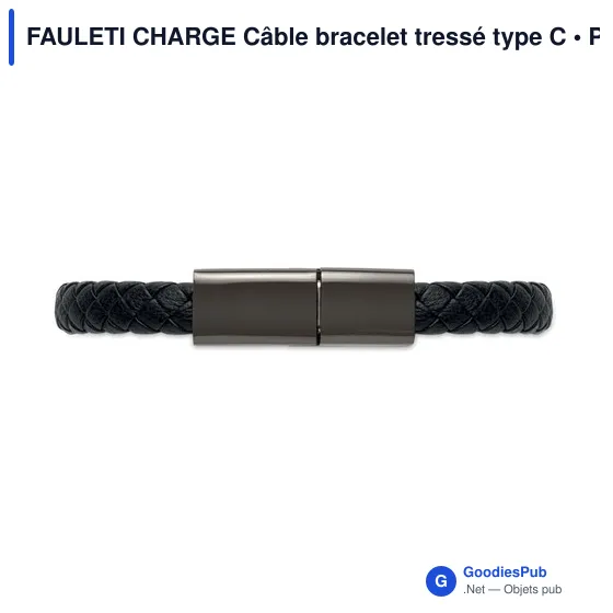 Câble de recharge personnalisable type C avec bracelet en PU - FAULETIavec logo - Image 3