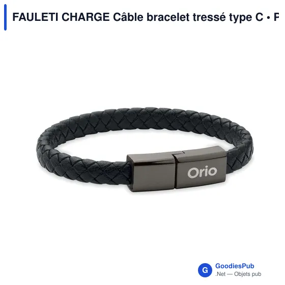 Câble de recharge personnalisable type C avec bracelet en PU - FAULETIavec logo - Image 4