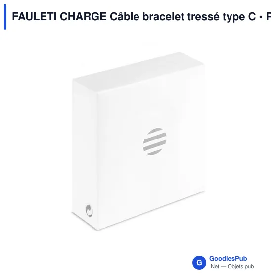 Câble de recharge personnalisable type C avec bracelet en PU - FAULETIavec logo - Image 6