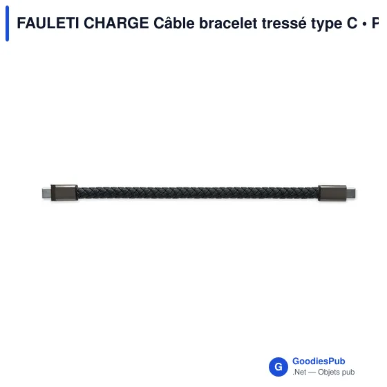 Câble de recharge personnalisable type C avec bracelet en PU - FAULETIavec logo - Image 7