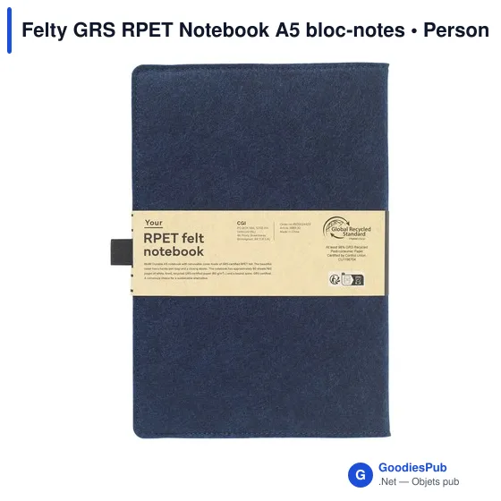 Carnet A5 personnalisable Felty GRS RPET avec logo - Image 1