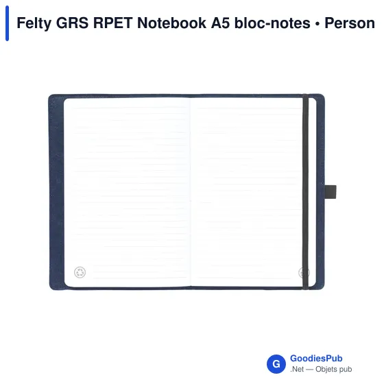 Carnet A5 personnalisable Felty GRS RPET avec logo - Image 3