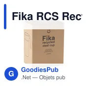 Gobelet thermos personnalisable Fika RCS en acier inoxydable recycléavec logo - Miniature 3