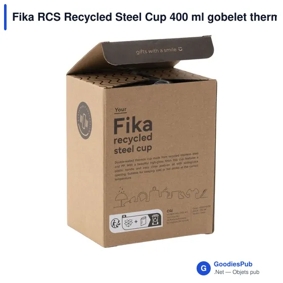 Gobelet thermos personnalisable Fika RCS en acier inoxydable recycléavec logo - Image 4