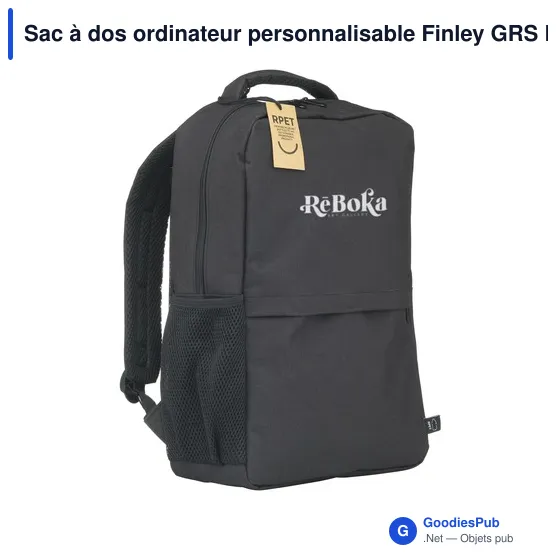 Sac à dos ordinateur personnalisable Finley GRS RPET avec logo - Image 1