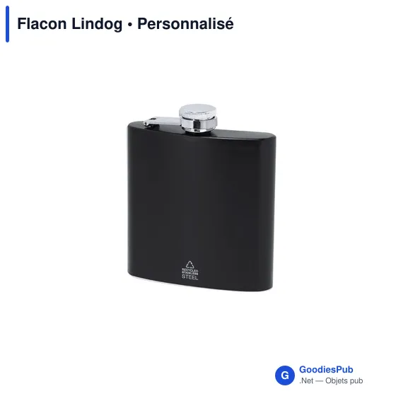 Flacon personnalisable en acier inoxydable recyclé avec logo - Flacon Lindog - Image 1