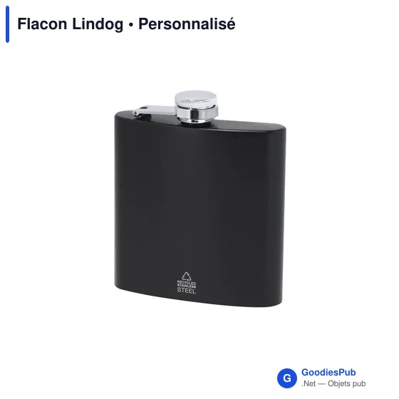 Flacon personnalisable en acier inoxydable recyclé avec logo - Flacon Lindog - Image 2