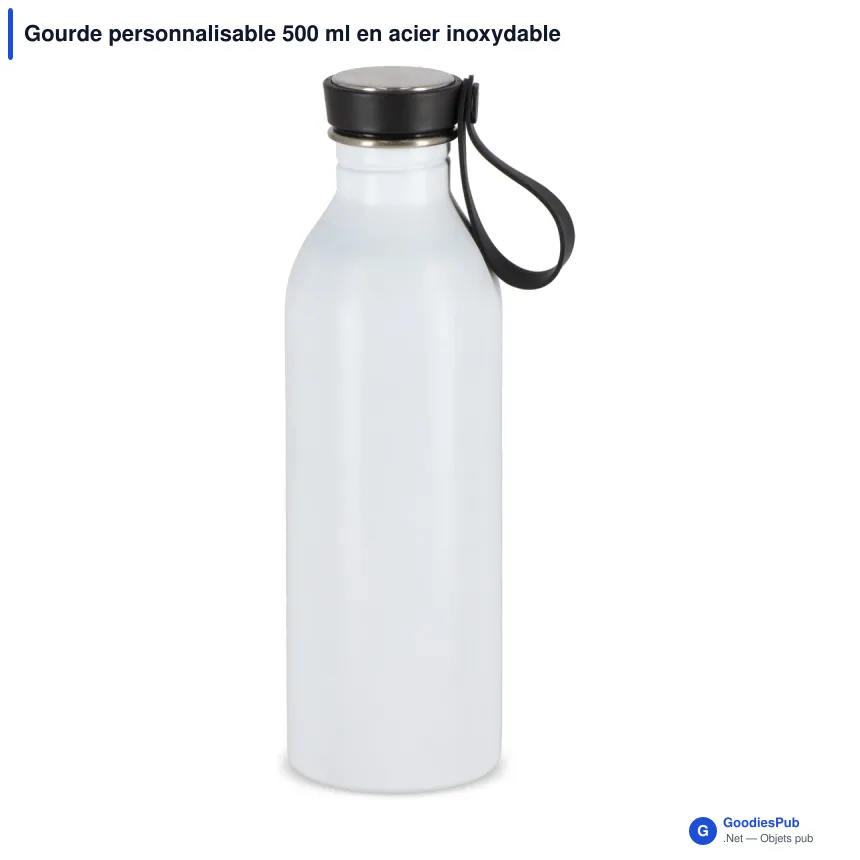 Gourde personnalisable 500 ml en acier inoxydable recyclé avec logo - Lucy - Image 2