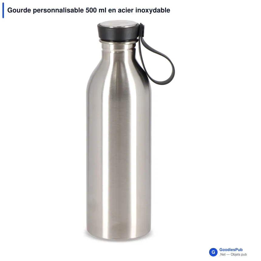Gourde personnalisable 500 ml en acier inoxydable recyclé avec logo - Lucy - Image 4