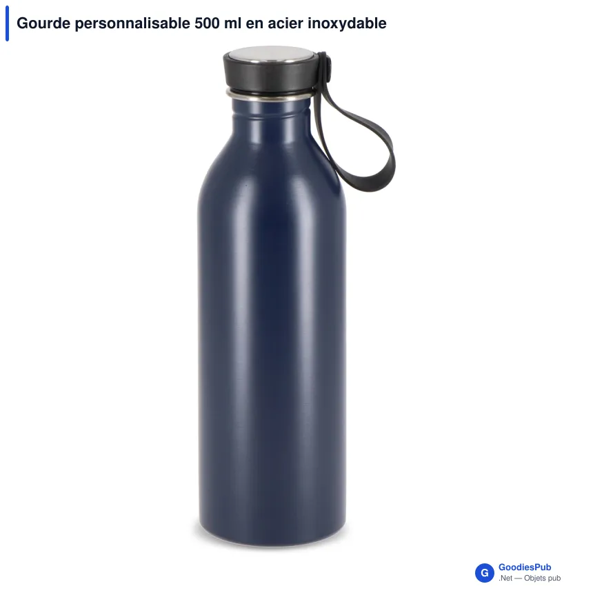 Gourde personnalisable 500 ml en acier inoxydable recyclé avec logo - Lucy - Image 5