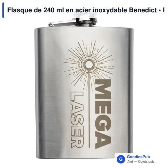 Flasque personnalisable en acier inoxydable avec logo - Benedict - Image 2