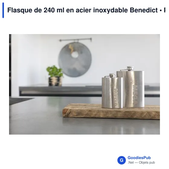 Flasque personnalisable en acier inoxydable avec logo - Benedict - Image 3