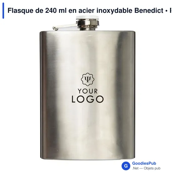 Flasque personnalisable en acier inoxydable avec logo - Benedict - Image 4