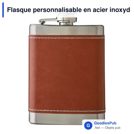 Flasque personnalisable en acier inoxydable avec logo - modèle Cedric