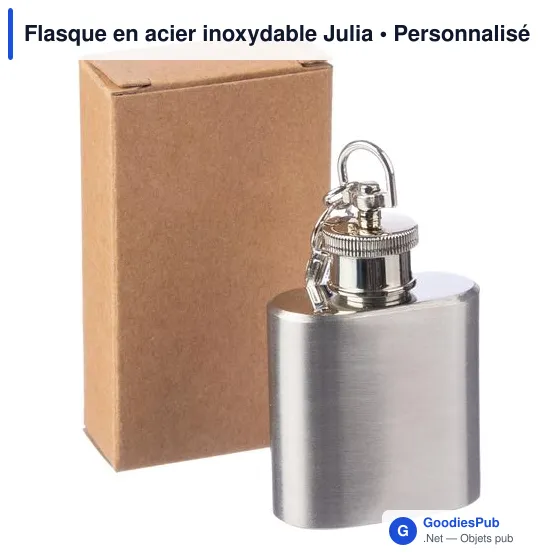 Flasque personnalisable en acier inoxydable avec logo - Julia - Image 5