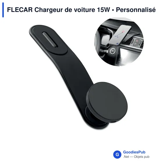 Chargeur de voiture personnalisable 15W avec logo - FLECAR - Image 1