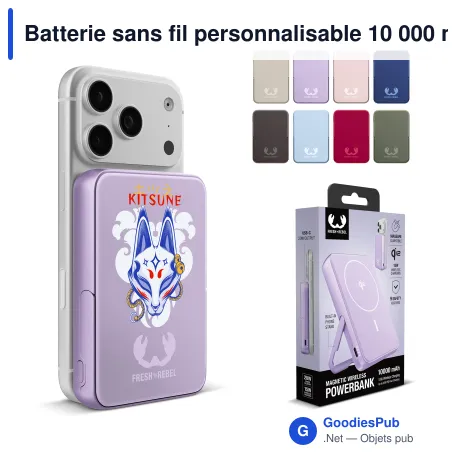 Batterie sans fil personnalisable 10 000 mAh compatible MagSafe avec logo - Fresh 'n Rebel