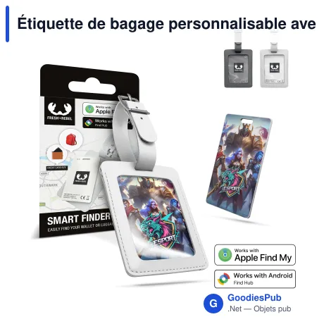 Étiquette de bagage personnalisable avec Card Finder et logo - Fresh 'n Rebel