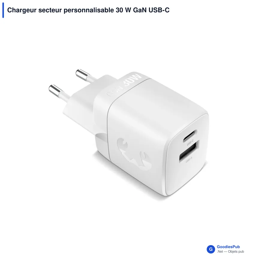 Chargeur secteur personnalisable 30 W GaN USB-C et USB-A avec logo - Fresh 'n Rebel - Image 3