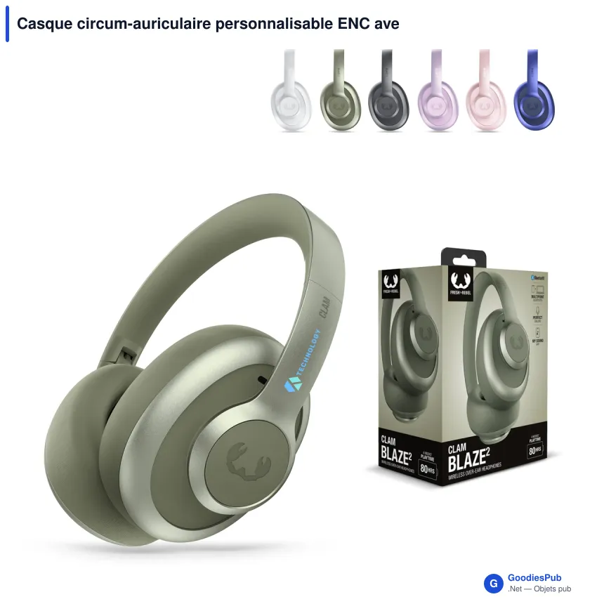 Casque circum-auriculaire personnalisable ENC avec logo - Fresh 'n Rebel Clam Blaze 2 - Image 1