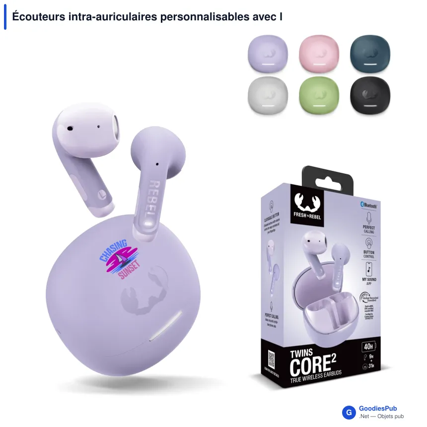Écouteurs intra-auriculaires personnalisables avec logo - Fresh 'n Rebel Twins Core 2 - Image 1