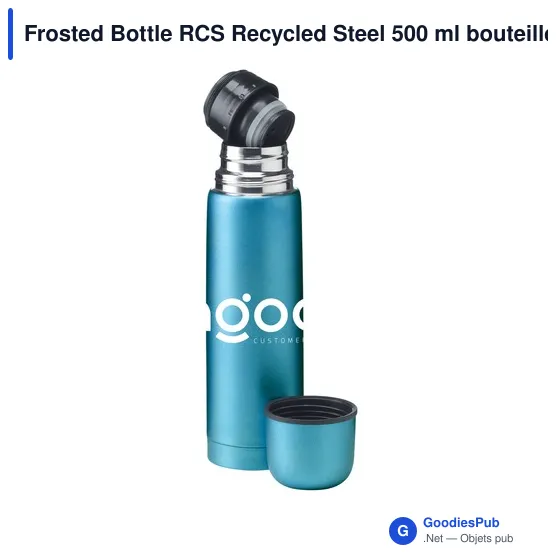 Bouteille isotherme personnalisable en acier inoxydable recyclé - Frostedavec logo - Image 5