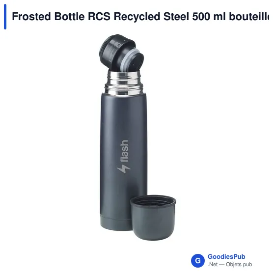 Bouteille isotherme personnalisable en acier inoxydable recyclé - Frostedavec logo - Image 7