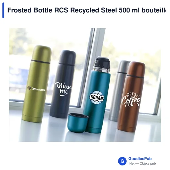 Bouteille isotherme personnalisable en acier inoxydable recyclé - Frostedavec logo - Image 8
