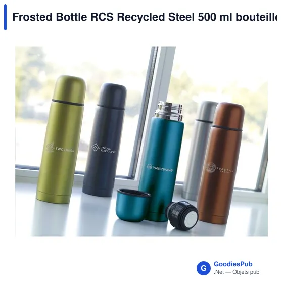 Bouteille isotherme personnalisable en acier inoxydable recyclé - Frostedavec logo - Image 9