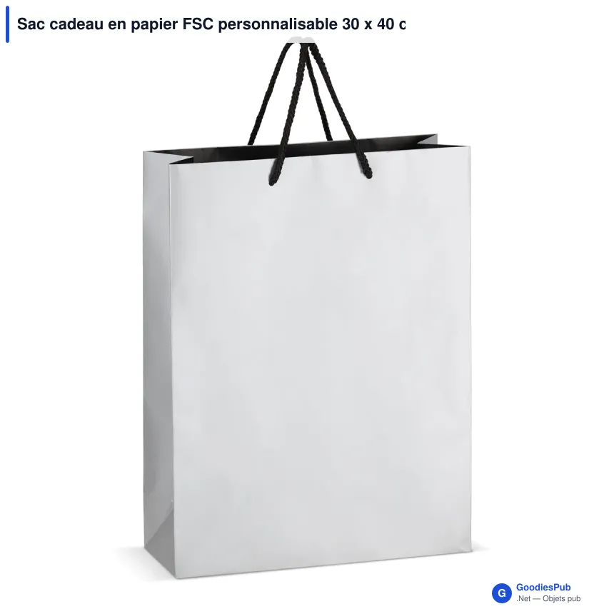 Sac cadeau en papier FSC personnalisable 30 x 40 cm avec logo - Or ou argent - Image 2