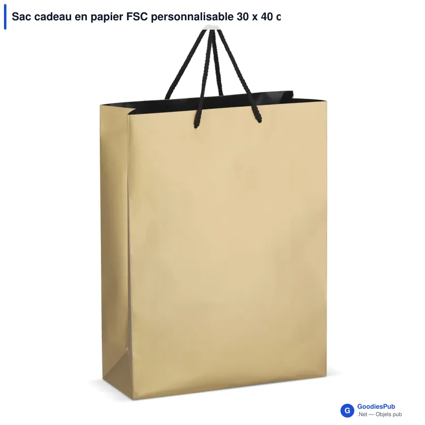 Sac cadeau en papier FSC personnalisable 30 x 40 cm avec logo - Or ou argent - Image 3