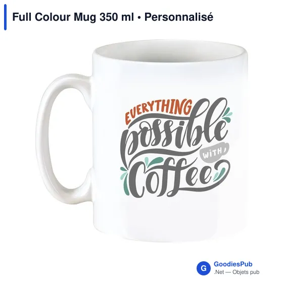 Mug en céramique personnalisable 350 ml avec logo - Image 1