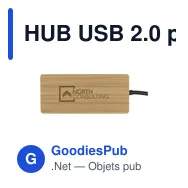HUB USB 2.0 personnalisable en bambou avec logo - Fyra Bamboo Hub - Miniature 1