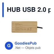 HUB USB 2.0 personnalisable en bambou avec logo - Fyra Bamboo Hub - Miniature 2