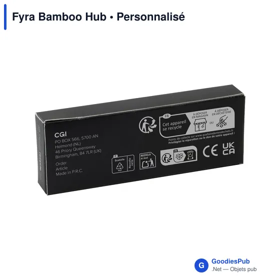 HUB USB 2.0 personnalisable en bambou avec logo - Fyra Bamboo Hub - Image 4