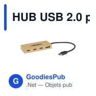 HUB USB 2.0 personnalisable en bambou avec logo - Fyra Bamboo Hub - Miniature 6