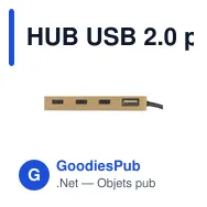HUB USB 2.0 personnalisable en bambou avec logo - Fyra Bamboo Hub - Miniature 7