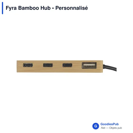 HUB USB 2.0 personnalisable en bambou avec logo - Fyra Bamboo Hub - Image 7