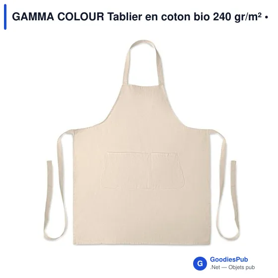 Tablier en coton bio personnalisable avec logo - GAMMA COLOUR - Image 2