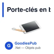 Porte-clés en bambou personnalisable avec logo pour entreprises - Miniature 1